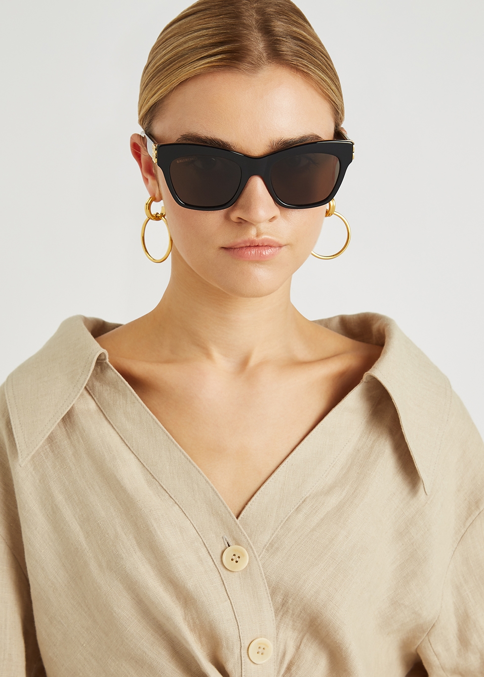 Dynasty Rectangle Sunglasses in Black  Balenciaga US